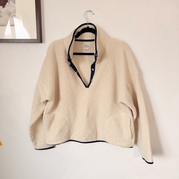 J. Crew Vintage sherpa fleece half-snap pullover size: large - Picture 2 of 7